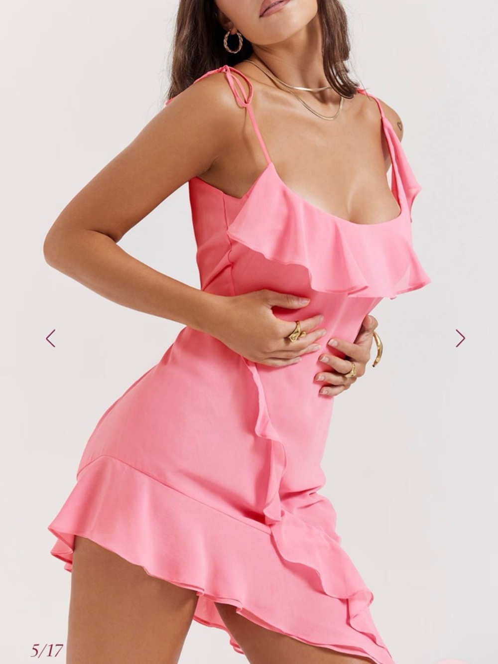 House of CB Marcia Ruffle Mini Dress – French Pink – Size L+
